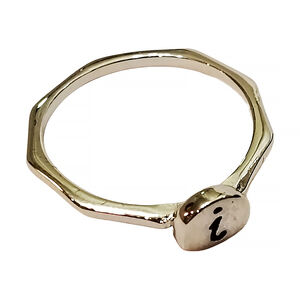 Silver Tone Octagon 'I' Initial Ring - Style 379